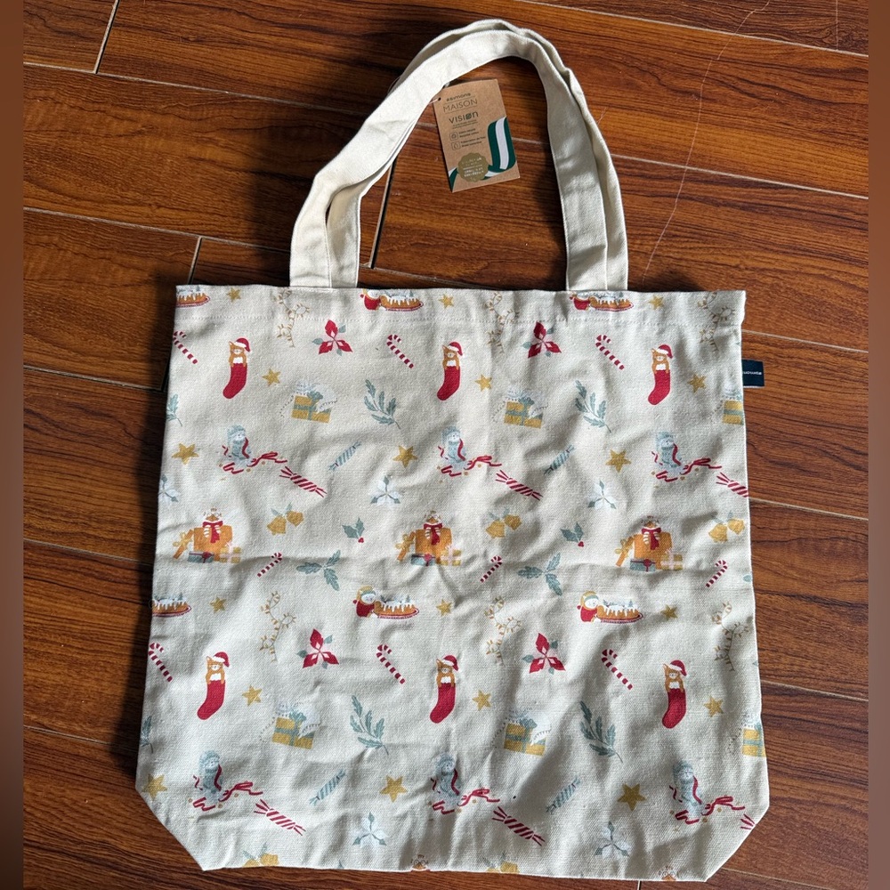 Festive Print Canvas Tote Bag - Cats